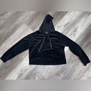 Charlotte Russe Cropped Black Velvet Hoodie